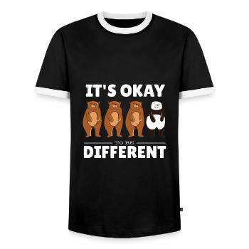 It’s Ok To Be A Little Different Panda Bear Shirt - T-shirt contrasté Homme - noir/blanc - Devant - AI Model Female 172 light (172cm) & AI Model Male 178 light (178cm)