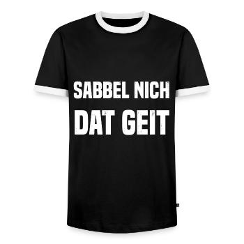 Sabbel nich dat geit - Männer Kontrast-T-Shirt - Schwarz/Weiß - Vorne - AI Model Female 172 light (172cm) & AI Model Male 178 light (178cm)