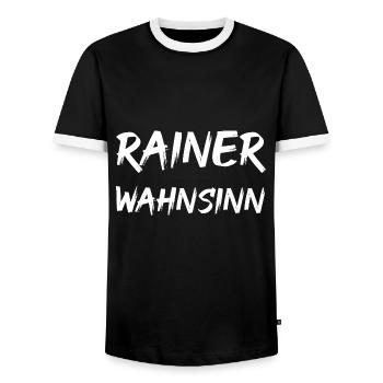Rainer Wahnsinn - Männer Kontrast-T-Shirt - Schwarz/Weiß - Vorne - AI Model Female 172 light (172cm) & AI Model Male 178 light (178cm)