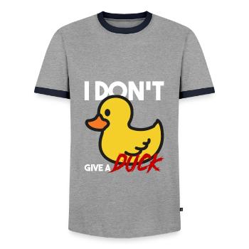 Ente Quietscheente Don't Give A Duck Rebell Lustig - Männer Kontrast-T-Shirt - Grau/Navy  - Vorne - AI Model Female 172 light (172cm) & AI Model Male 178 light (178cm)