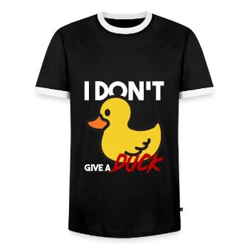 Duck Rubber Duck Don't Give A Duck Rebel Funny - Men's Ringer Shirt - black/white - Front - AI Model Female 172 light (172cm) & AI Model Male 178 light (178cm)