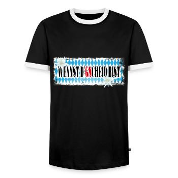 Biker Motorrad Boxer Abenteuer Gentlemen Scrambler - Männer Kontrast-T-Shirt - Schwarz/Weiß - Vorne - AI Model Female 172 light (172cm) & AI Model Male 178 light (178cm)