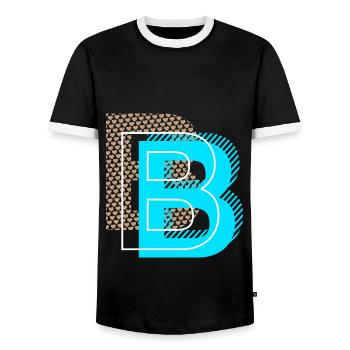 Cooler Buchstabe B - Männer Kontrast-T-Shirt - Schwarz/Weiß - Vorne - AI Model Female 172 light (172cm) & AI Model Male 178 light (178cm)