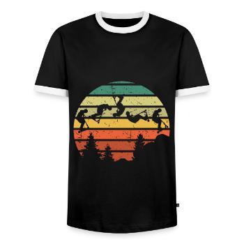 Vintage Stunt Scooter Pedal Scooter Boys Gift - Men's Ringer Shirt - black/white - Front - AI Model Female 172 light (172cm) & AI Model Male 178 light (178cm)