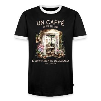 Un Caffè in un Bel Bar Solo in Italia Café Art - Männer Kontrast-T-Shirt - Schwarz/Weiß - Vorne - AI Model Female 172 light (172cm) & AI Model Male 178 light (178cm)