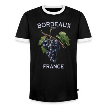 Bordeaux Médoc France Vigne Art - T-shirt contrasté Homme - noir/blanc - Devant - AI Model Female 172 light (172cm) & AI Model Male 178 light (178cm)
