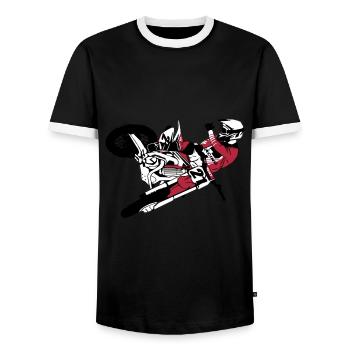 Moto Cross - motocross - T-shirt contrasté Homme - noir/blanc - Devant - AI Model Female 172 light (172cm) & AI Model Male 178 light (178cm)