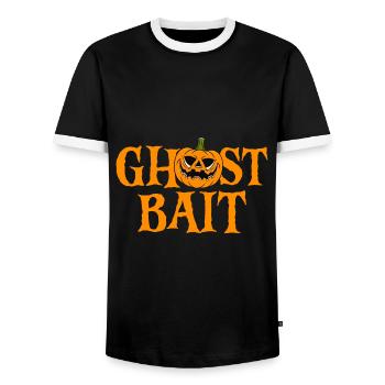 Appât fantôme Halloween Citrouille Chasseur de fantômes - T-shirt contrasté Homme - noir/blanc - Devant - AI Model Female 172 light (172cm) & AI Model Male 178 light (178cm)