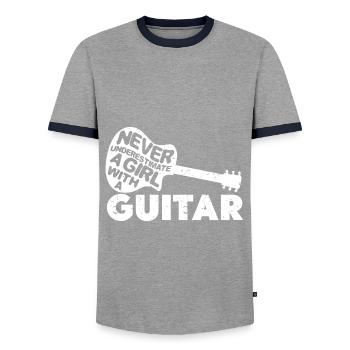 Musikerin Gitarristin Geschenk Gitarren Mädchen - Männer Kontrast-T-Shirt - Grau/Navy  - Vorne - AI Model Female 172 light (172cm) & AI Model Male 178 light (178cm)