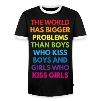 LGBTQ+ - T-shirt contrasté Homme - noir/blanc - Devant - AI Model Female 172 light (172cm) & AI Model Male 178 light (178cm)