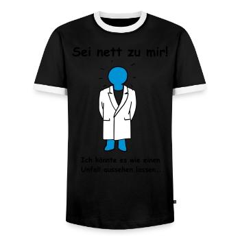 Arzt Laborant könnte es wie Unfall aussehen lassen - Männer Kontrast-T-Shirt - Schwarz/Weiß - Vorne - AI Model Female 172 light (172cm) & AI Model Male 178 light (178cm)