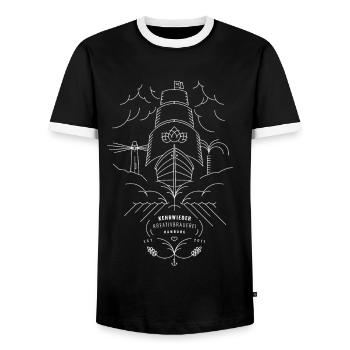 Kehrwieder - Klaas - White - Men's Ringer Shirt - black/white - Front - AI Model Female 172 light (172cm) & AI Model Male 178 light (178cm)