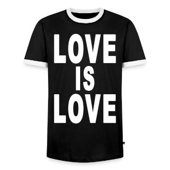Liebe ist Liebe weiß - Männer Kontrast-T-Shirt - Schwarz/Weiß - Vorne - AI Model Female 172 light (172cm) & AI Model Male 178 light (178cm)
