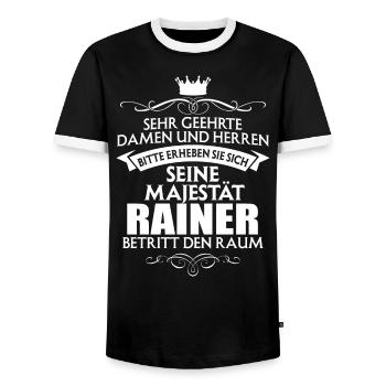 RAINER - Majestät - Männer Kontrast-T-Shirt - Schwarz/Weiß - Vorne - AI Model Female 172 light (172cm) & AI Model Male 178 light (178cm)