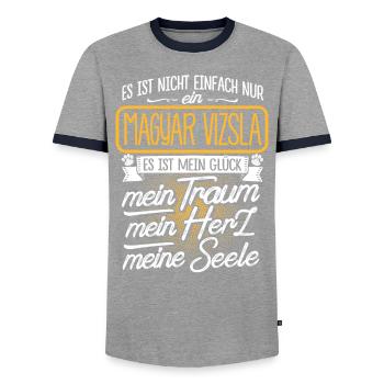 MAGYAR-VIZSLA - Traum - Männer Kontrast-T-Shirt - Grau/Navy  - Vorne - AI Model Female 172 light (172cm) & AI Model Male 178 light (178cm)