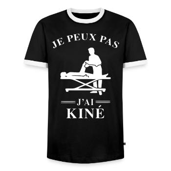 I can't I have Physiotherapy Massage Physiotherapy - Men's Ringer Shirt - black/white - Front - AI Model Female 172 light (172cm) & AI Model Male 178 light (178cm)