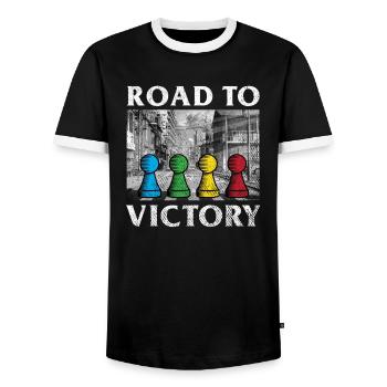 Jeux de société Road to Victory - T-shirt contrasté Homme - noir/blanc - Devant - AI Model Female 172 light (172cm) & AI Model Male 178 light (178cm)