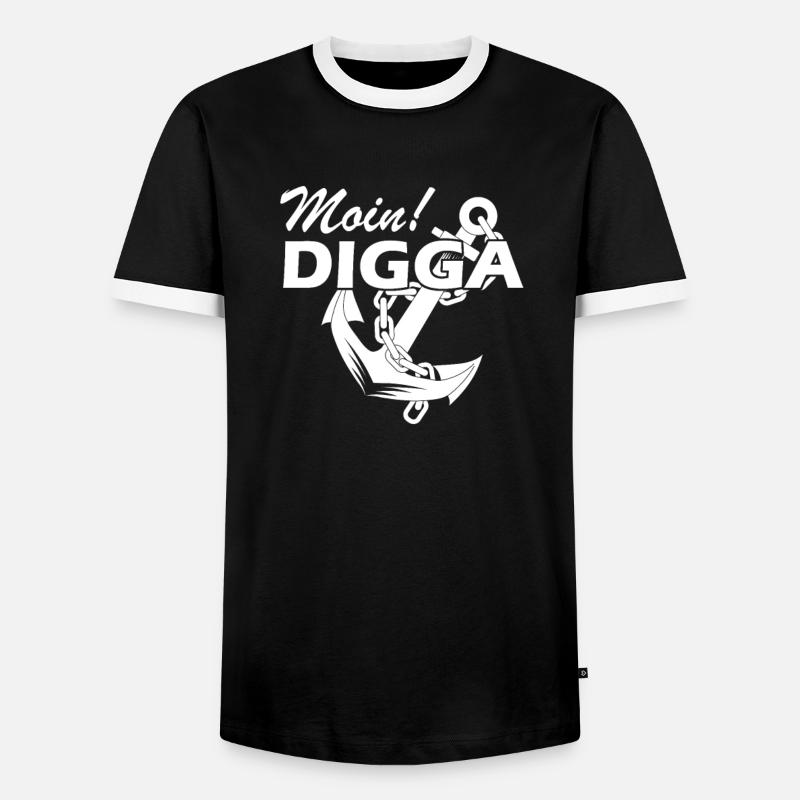 Moin Digga Anker - Männer Kontrast-T-Shirt - Schwarz/Weiß