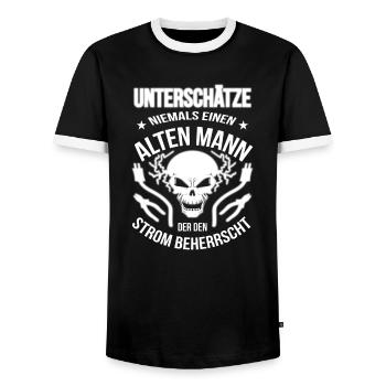Elektriker Alter Mann der den Strom beherrscht - Männer Kontrast-T-Shirt - Schwarz/Weiß - Vorne - AI Model Female 172 light (172cm) & AI Model Male 178 light (178cm)