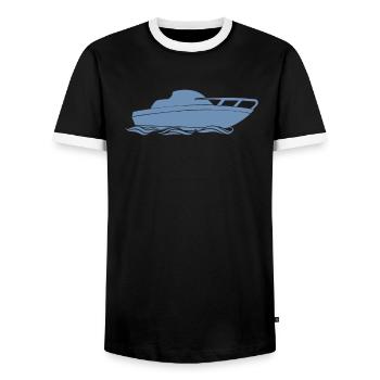 Conception de bateaux à moteur pour les plaisanciers à moteur - T-shirt contrasté Homme - noir/blanc - Devant - AI Model Female 172 light (172cm) & AI Model Male 178 light (178cm)