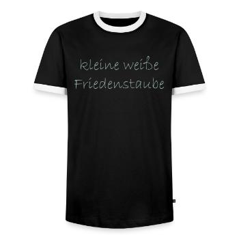 kleine weisse friedenstaube. - Männer Kontrast-T-Shirt - Schwarz/Weiß - Vorne - AI Model Female 172 light (172cm) & AI Model Male 178 light (178cm)