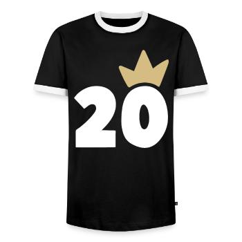 20 crown number 30 - Men's Ringer Shirt - black/white - Front - AI Model Female 172 light (172cm) & AI Model Male 178 light (178cm)