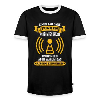 Amateurfunker ein Tag ohne funken wird mich nicht - Männer Kontrast-T-Shirt - Schwarz/Weiß - Vorne - AI Model Female 172 light (172cm) & AI Model Male 178 light (178cm)