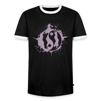 Golf Golfer Golfing Yin Yan Japanese Symbol - Men's Ringer Shirt - black/white - Front - AI Model Female 172 light (172cm) & AI Model Male 178 light (178cm)