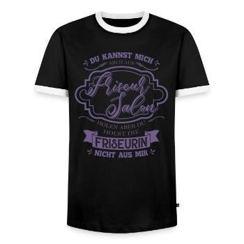 Du kannst die Friseurin nicht aus mir holen - Männer Kontrast-T-Shirt - Schwarz/Weiß - Vorne - AI Model Female 172 light (172cm) & AI Model Male 178 light (178cm)