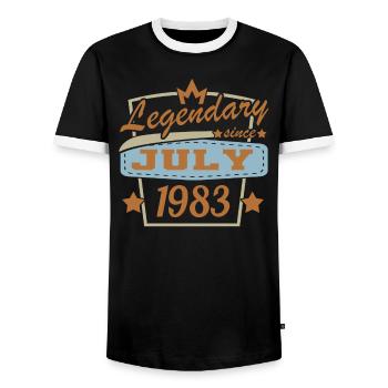 Legendär seit Juli 1973 Geburtstag Retro Sprüche - Männer Kontrast-T-Shirt - Schwarz/Weiß - Vorne - AI Model Female 172 light (172cm) & AI Model Male 178 light (178cm)