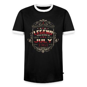 July 1963 Geburtstag Vintage Sprüche - Männer Kontrast-T-Shirt - Schwarz/Weiß - Vorne - AI Model Female 172 light (172cm) & AI Model Male 178 light (178cm)