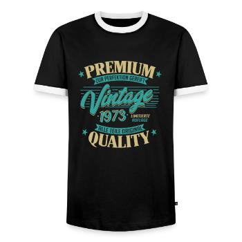 Vintage 1973 Geburtstag Sprüche "Limitierte - Männer Kontrast-T-Shirt - Schwarz/Weiß - Vorne - AI Model Female 172 light (172cm) & AI Model Male 178 light (178cm)