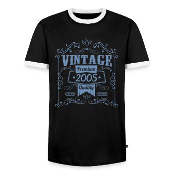 Millésime 2005 Anniversaire Vintage - T-shirt contrasté Homme - noir/blanc - Devant - AI Model Female 172 light (172cm) & AI Model Male 178 light (178cm)