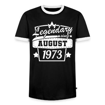 Légendaire depuis août 1973 - T-shirt contrasté Homme - noir/blanc - Devant - AI Model Female 172 light (172cm) & AI Model Male 178 light (178cm)