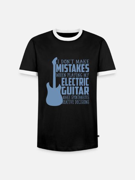 Father with electric guitar - Men's Ringer Shirt - black/white