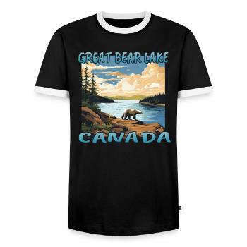 Great Bear Lake, Canada - Men's Ringer Shirt - black/white - Front - AI Model Female 172 light (172cm) & AI Model Male 178 light (178cm)