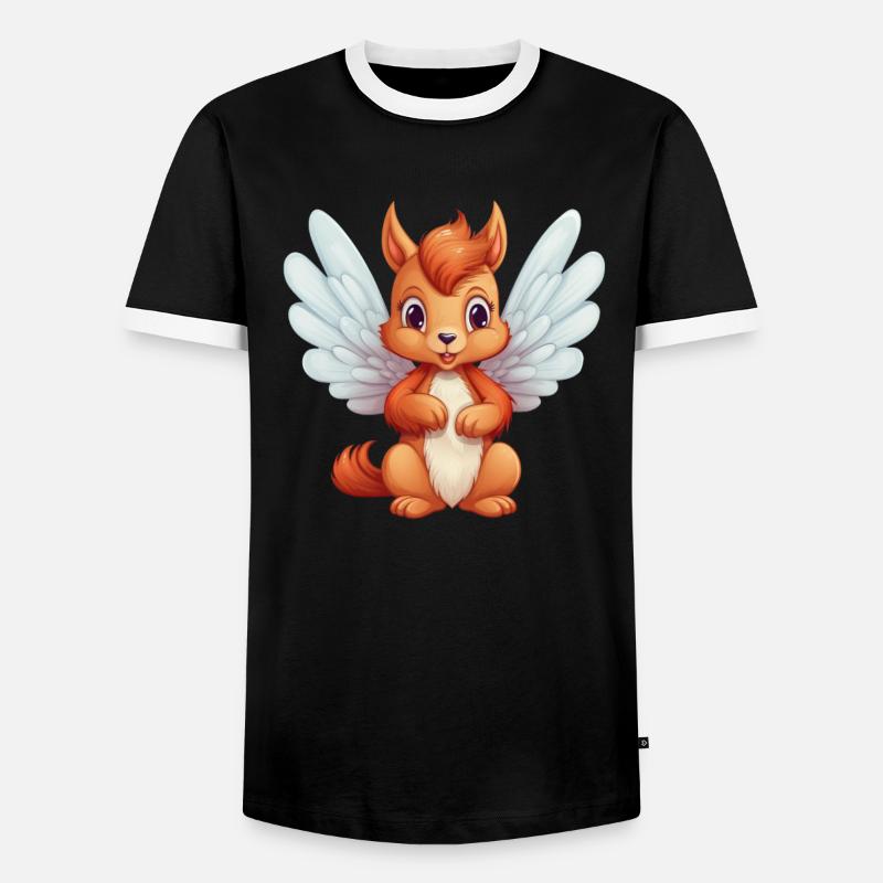 Cute Squirrel Angel Comic - Men's Ringer Shirt - black/white