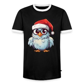 Hibou de Noël blanc : l’élégance festive - T-shirt contrasté Homme - noir/blanc - Devant - AI Model Female 172 light (172cm) & AI Model Male 178 light (178cm)