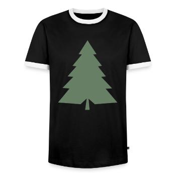 Green Christmas Tree Christmas Tree Silhouette - Men's Ringer Shirt - black/white - Front - AI Model Female 172 light (172cm) & AI Model Male 178 light (178cm)