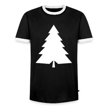 Versatile Magic: White Fir Tree Silhouette - Men's Ringer Shirt - black/white - Front - AI Model Female 172 light (172cm) & AI Model Male 178 light (178cm)