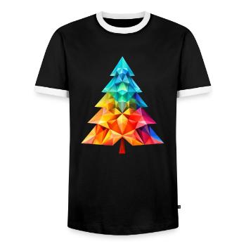 Versatile Magic: Colorful Polygon Christmas Tree - Men's Ringer Shirt - black/white - Front - AI Model Female 172 light (172cm) & AI Model Male 178 light (178cm)