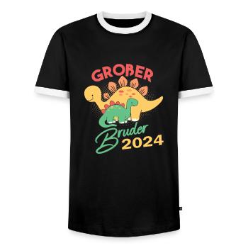 Geschenk zur Geburt für Bruder Geschwister Dino Di - Männer Kontrast-T-Shirt - Schwarz/Weiß - Vorne - AI Model Female 172 light (172cm) & AI Model Male 178 light (178cm)