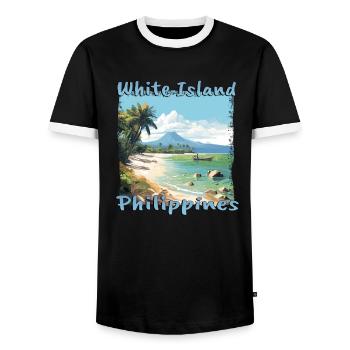White Island Beach Philippinen Urlaub Strand - Männer Kontrast-T-Shirt - Schwarz/Weiß - Vorne - AI Model Female 172 light (172cm) & AI Model Male 178 light (178cm)