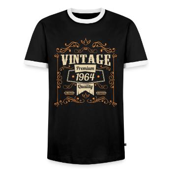 60th Birthday Sayings Vintage 1964 Vintage - Men's Ringer Shirt - black/white - Front - AI Model Female 172 light (172cm) & AI Model Male 178 light (178cm)