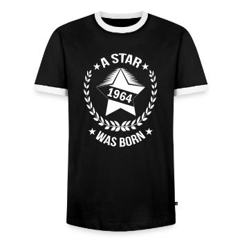 1964 Star Birth 60th Birthday Star - Men's Ringer Shirt - black/white - Front - AI Model Female 172 light (172cm) & AI Model Male 178 light (178cm)