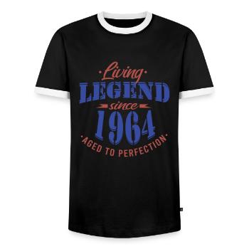 Living legend since 1964 Birthday - Men's Ringer Shirt - black/white - Front - AI Model Female 172 light (172cm) & AI Model Male 178 light (178cm)