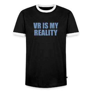 La réalité virtuelle est ma réalité - T-shirt contrasté Homme - noir/blanc - Devant - AI Model Female 172 light (172cm) & AI Model Male 178 light (178cm)