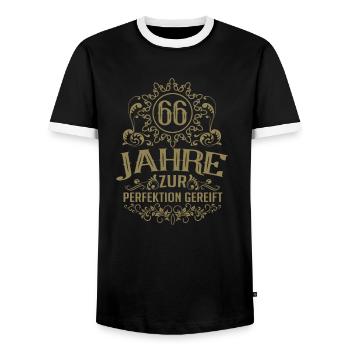 Geburtstag Perfektion gereift 66 Jahre - Männer Kontrast-T-Shirt - Schwarz/Weiß - Vorne - AI Model Female 172 light (172cm) & AI Model Male 178 light (178cm)