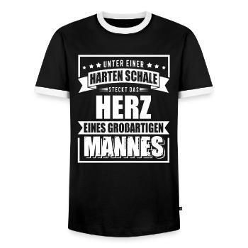 Starke Schale großes Herz Ehemann Vater - Männer Kontrast-T-Shirt - Schwarz/Weiß - Vorne - AI Model Female 172 light (172cm) & AI Model Male 178 light (178cm)