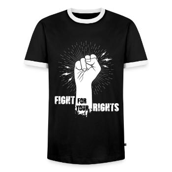 Kämpfe für deine Rechte (weiß) - Männer Kontrast-T-Shirt - Schwarz/Weiß - Vorne - AI Model Female 172 light (172cm) & AI Model Male 178 light (178cm)